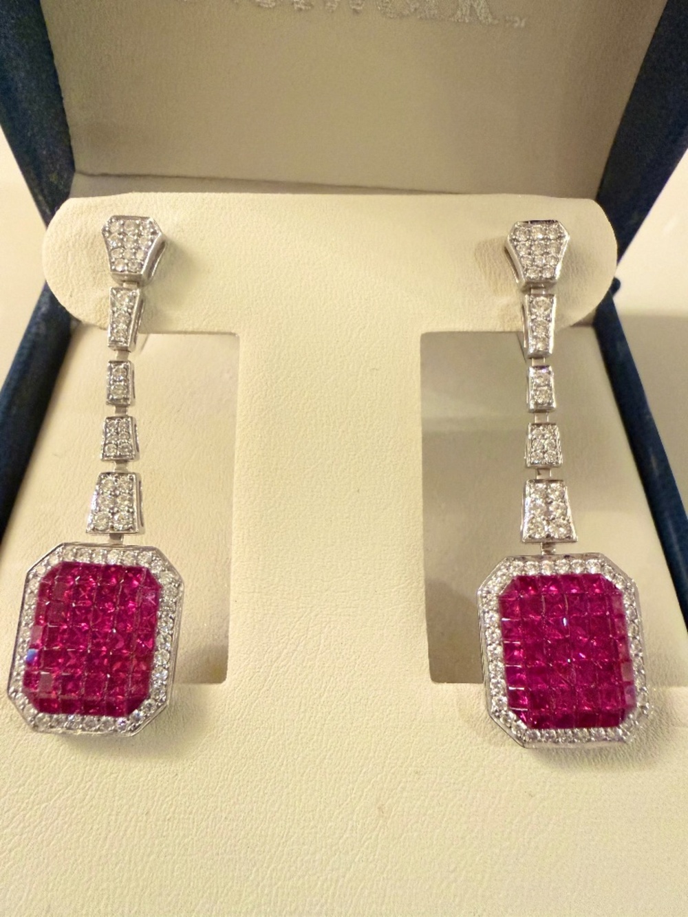 PAIR OF DIAMOND AND RUBY EARRINGS 18K W/GOLD W/CERTIFICATE MYSTERIA COLLECTION